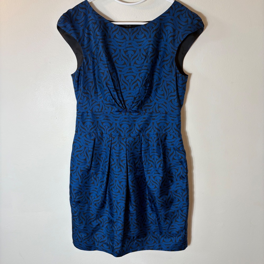 Banana Republic Geometric Chainlink Silk Cap‎ Sleeve Dress Size 8
